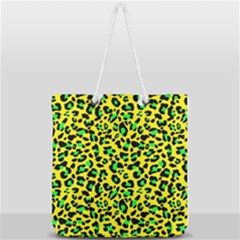 Yellow And Green, Neon Leopard Spots Pattern Full Print Rope Handle Tote (large) by Casemiro