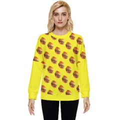 Vector Burgers, Fast Food Sandwitch Pattern At Yellow Hidden Pocket Sweatshirt by Casemiro