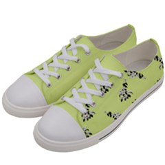 Black And White Vector Flowers At Canary Yellow Men s Low Top Canvas Sneakers by Casemiro