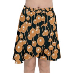 Orange Dandelions On A Dark Background Chiffon Wrap Front Skirt by SychEva