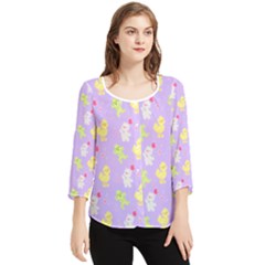 My Adventure Pastel Chiffon Quarter Sleeve Blouse by thePastelAbomination