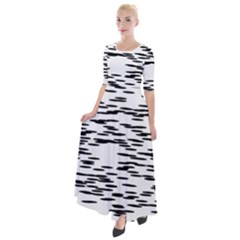 Black And White Abstract Pattern, Ovals Half Sleeves Maxi Dress by Casemiro