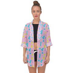 Arcade Dreams Pink Open Front Chiffon Kimono by thePastelAbomination