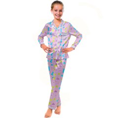 Arcade Dreams Pink Kid s Satin Long Sleeve Pajamas Set by thePastelAbomination