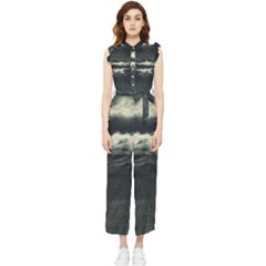 Dark Night Landscape Scene Women s Frill Top Jumpsuit by dflcprintsclothing