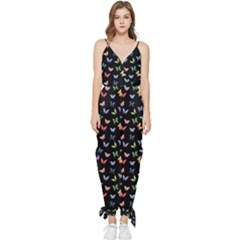 Bright And Beautiful Butterflies Sleeveless Tie Ankle Jumpsuit by SychEva