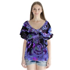 Uncanny V-neck Flutter Sleeve Top by MRNStudios