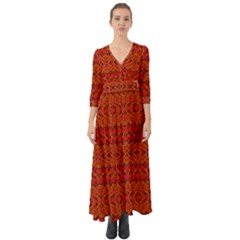 Red Pattern Button Up Boho Maxi Dress by Sparkle