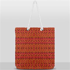 Red Pattern Full Print Rope Handle Tote (large) by Sparkle