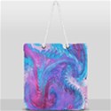 Blue on violet feathers Full Print Rope Handle Tote (Large) View2