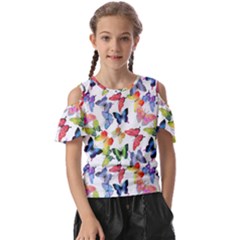 Bright Butterflies Circle In The Air Kids  Butterfly Cutout Tee by SychEva