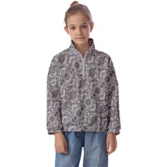 Vintage Pattern Geometric Mosaic Kids  Half Zip Hoodie by dflcprintsclothing