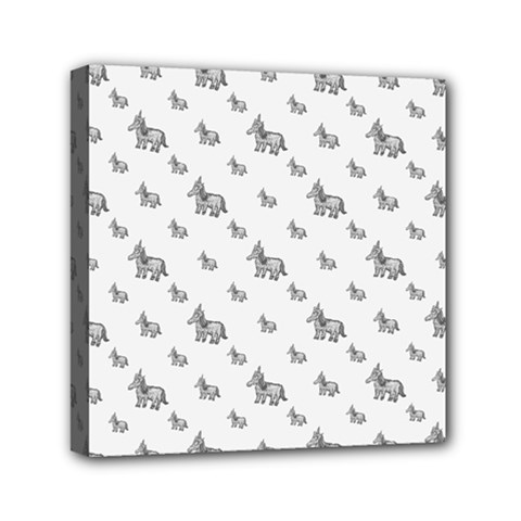 Grey Unicorn Sketchy Style Motif Drawing Pattern Mini Canvas 6  X 6  (stretched) by dflcprintsclothing