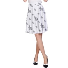 Grey Unicorn Sketchy Style Motif Drawing Pattern A-line Skirt by dflcprintsclothing