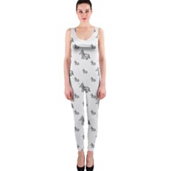 Grey Unicorn Sketchy Style Motif Drawing Pattern One Piece Catsuit by dflcprintsclothing