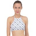Grey Unicorn Sketchy Style Motif Drawing Pattern Racer Front Bikini Top View1