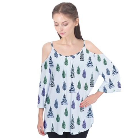 Coniferous Forest Flutter Sleeve Tee  by SychEva