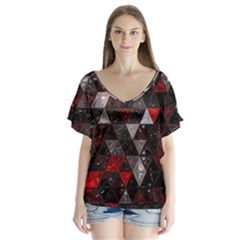 Gothic Peppermint V-neck Flutter Sleeve Top by MRNStudios