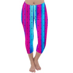 Warped Stripy Dots Capri Winter Leggings  by essentialimage365