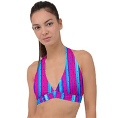 Warped Stripy Dots Halter Plunge Bikini Top by essentialimage365