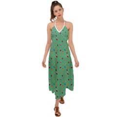 Christmas Elements For The Holiday Halter Tie Back Dress  by SychEva