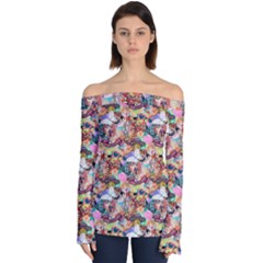 Retro Color Off Shoulder Long Sleeve Top by Sparkle