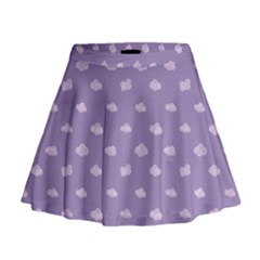 Pink Clouds On Purple Background Mini Flare Skirt by SychEva