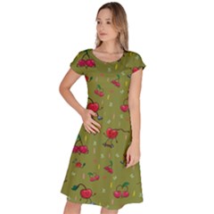 Red Cherries Athletes Classic Short Sleeve Dress by SychEva