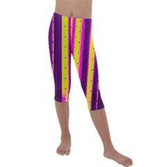 Warped Stripy Dots Kids  Lightweight Velour Capri Leggings  by essentialimage365
