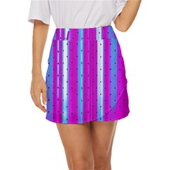 Warped Stripy Dots Mini Front Wrap Skirt by essentialimage365