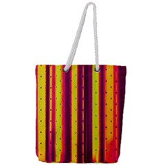 Warped Stripy Dots Full Print Rope Handle Tote (large) by essentialimage365