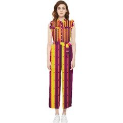 Warped Stripy Dots Women s Frill Top Jumpsuit by essentialimage365