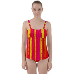Warped Stripy Dots Twist Front Tankini Set by essentialimage365