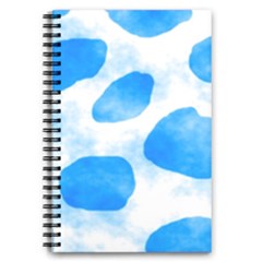 Cloudy Watercolor, Blue Cow Spots, Animal Fur Print 5 5  X 8 5  Notebook by Casemiro