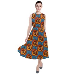 Pumpkin In Pumpkin Round Neck Boho Dress by SychEva