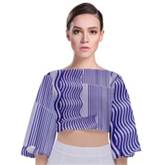 Illusion Waves Pattern Tie Back Butterfly Sleeve Chiffon Top by Sparkle