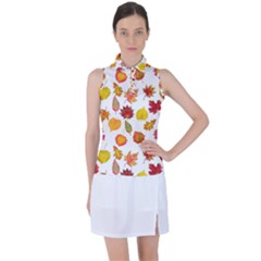 Watercolor Autumn Leaves Women s Sleeveless Polo Tee by SychEva