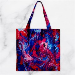 Painted Feathers Zipper Grocery Tote Bag by kaleidomarblingart