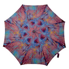 Abstract Marbling Art Print Hook Handle Umbrellas (medium) by kaleidomarblingart