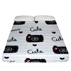 Cute Cameras Doodles Hand Drawn Fitted Sheet (queen Size) by Sapixe