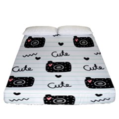 Cute Cameras Doodles Hand Drawn Fitted Sheet (california King Size) by Sapixe