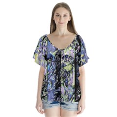 Just A Show V-neck Flutter Sleeve Top by MRNStudios