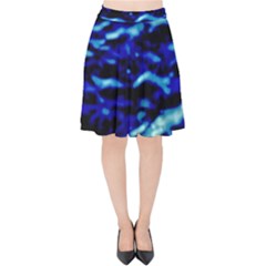 Blue Waves Abstract Series No8 Velvet High Waist Skirt by DimitriosArt