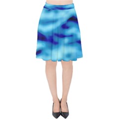 Blue Waves Abstract Series No4 Velvet High Waist Skirt by DimitriosArt