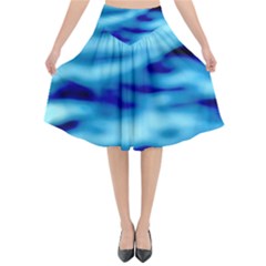 Blue Waves Abstract Series No4 Flared Midi Skirt by DimitriosArt