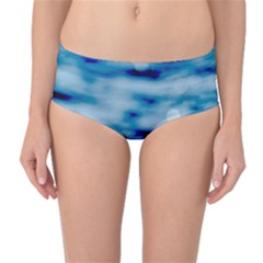 Blue Waves Abstract Series No5 Mid-waist Bikini Bottoms by DimitriosArt