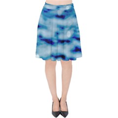 Blue Waves Abstract Series No5 Velvet High Waist Skirt by DimitriosArt