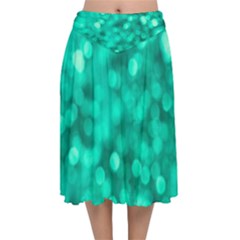 Light Reflections Abstract No9 Turquoise Velvet Flared Midi Skirt by DimitriosArt