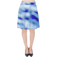 Blue Waves Abstract Series No10 Velvet High Waist Skirt by DimitriosArt
