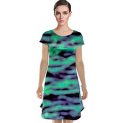 Green  Waves Abstract Series No6 Cap Sleeve Nightdress by DimitriosArt
